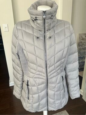 Bernardo Gray Packable Puffer Jacket L